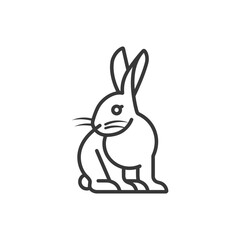 Line Drawing Of A Rabbit Sitting On Its Hind Legs