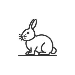 Fototapeta premium Line Drawing Of A Rabbit Sitting On The Ground