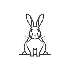 Line Drawing Of A Rabbit Sitting With Long Ears