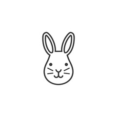 Line Drawing Of A Rabbits Face With Big Ears