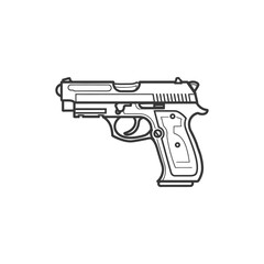 Line Drawing Of A Semi Automatic Pistol
