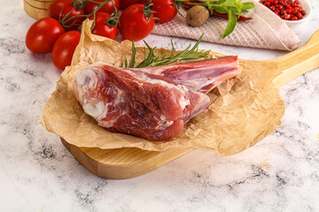 Raw lamb shank for cooking