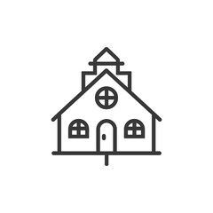 Naklejka premium Line Drawing Of A Simple Church Building