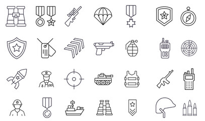 Army and Military Outline Sign Collection. Editable