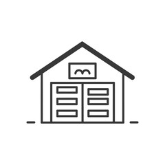 Line Drawing Of A Simple Garage Building With A Door