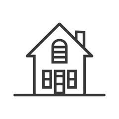 Line Drawing Of A Simple House With A Chimney And Windows
