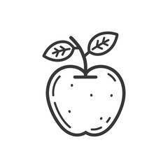 Obraz premium Line Drawing Of An Apple With A Stem And Two Leaves