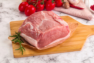 Raw pork meat piece for cooking
