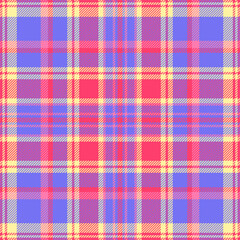 Gingham plaid background fabric, canadian pattern seamless tartan. Apartment vector textile texture check in indigo and red colors.