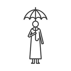 Simple Line Drawing Of A Person Holding An Umbrella