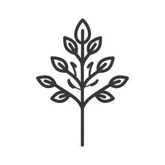 Simple Line Drawing Of A Small Tree With Leaves