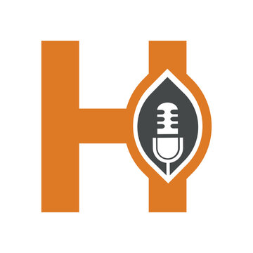 recommend clip art: Initial Podcast Logo combine with letter H vector template