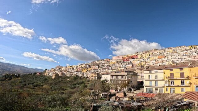 Panoramic view of Calitri village in Campania, Italy.