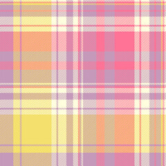 Ragged fabric background pattern, purchase vector check textile. Asymmetric seamless tartan texture plaid in pastel and light yellow colors.
