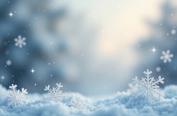 Beautiful background of white winter snowflakes for christmas and new years eve holidays in snowy forest, warm ambiance, concept of winter event, festive decoration, nature workshop.