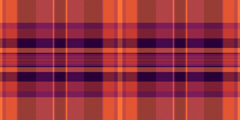 New york plaid seamless fabric, rest textile pattern tartan. Tile check vector background texture in orange and dark colors.