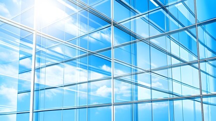 Fototapeta premium Modern Building Glass Facade Reflecting Sky