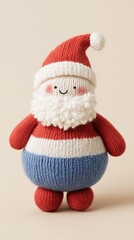 Cute fluffy Santa Claus toy crafted from vibrant yarn, perfect for festive fun and playtime joy during the holiday season
