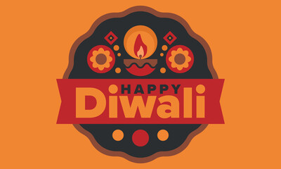 Diwali. Festival of Lights. Oil lamp. Deepawali. Indian festival poster. Candle and lantern. Happy holiday banner. Creative art template. Vector illustration