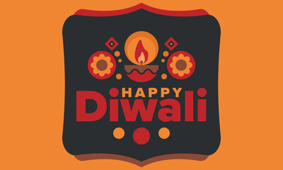 Diwali. Festival of Lights. Oil lamp. Deepawali. Indian festival poster. Candle and lantern. Happy holiday banner. Creative art template. Vector illustration