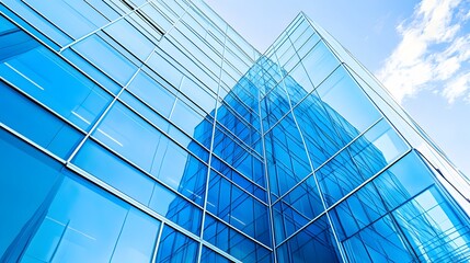 Fototapeta premium Modern Glass Building Reflecting Blue Sky