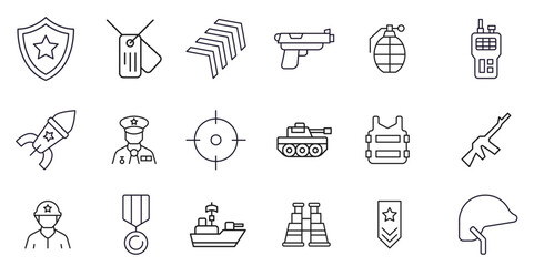 Army and Military Outline Sign Collection. Editable
