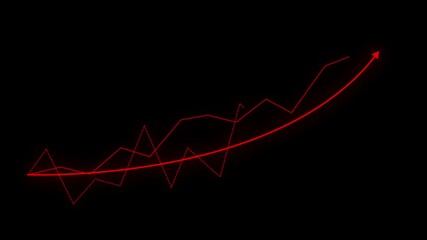 Business growth icon animation . Business graph with falling up arrow.
