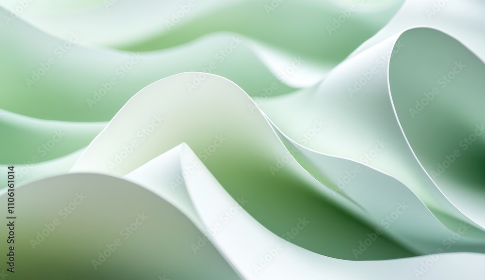 Aufkleber gentle flowing waves of soft green tones in abstract composition for modern aesthetics and elegant b