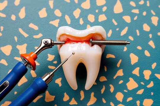 Orthodontic Adjustment Tool on Distinctive Background with Incisive Tooth Design