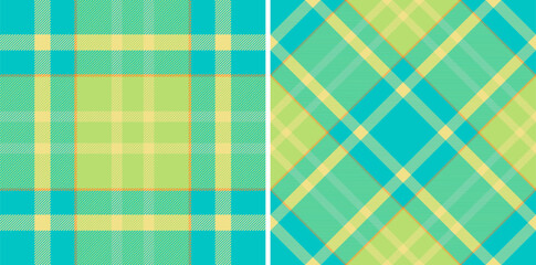 Plaid check seamless of textile background tartan with a vector texture pattern fabric. Set in kids colors for holiday fashion trends in festive look.
