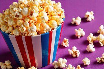 Vibrant Striped Cup Filled with Delicious Popcorn for Irresistible Snack Attraction