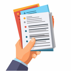 Professional Hand holding Curriculum Document Icon Vector Illustration