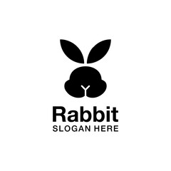 Rabbit Logo Design Template Isolated on White Background.
