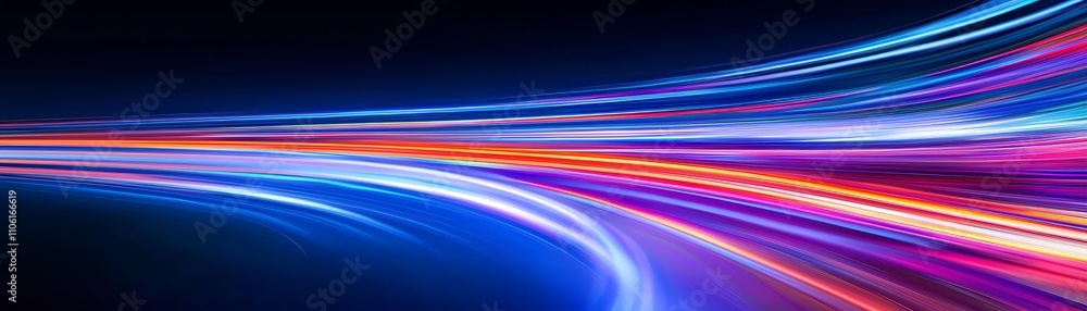 Poster dynamic light trails urban setting digital art nighttime abstract view motion and color exploration