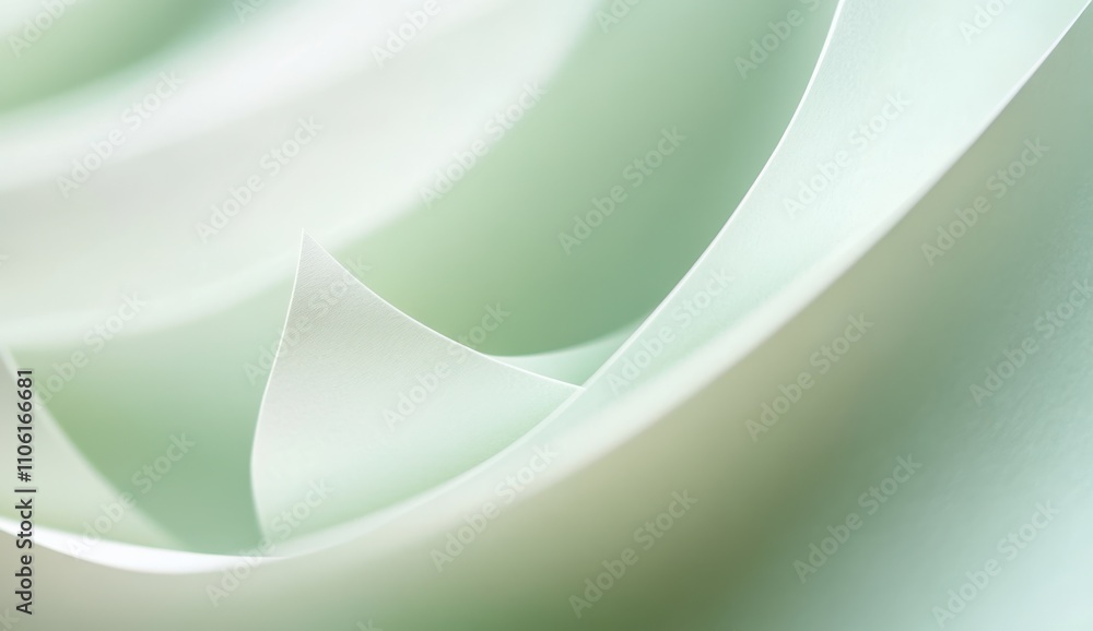 Aufkleber soft and subtle abstract layers of white and mint paper creating a serene visual experience with gra