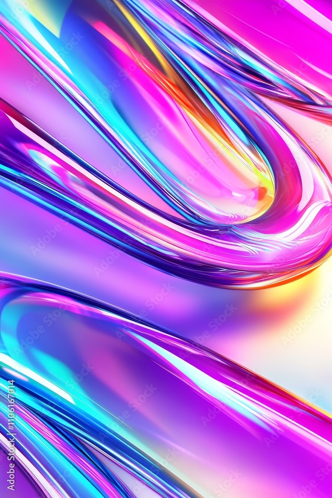 Poster dynamic abstract waves digital art colorful composition modern aesthetic close-up view fluid motion 