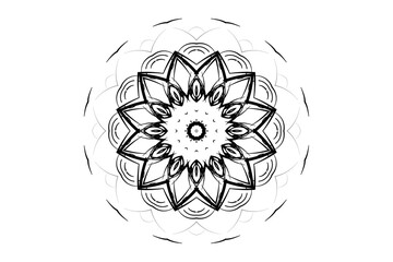 Fototapeta premium Symmetrical Mandala Design with Floral and Star Like Motifs 