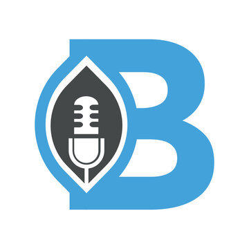 recommend clip art: Initial Podcast Logo combine with letter B vector template