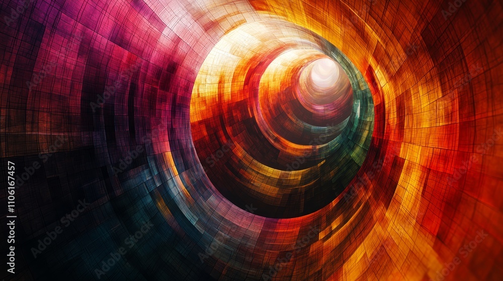 Poster dynamic abstract spiral artwork digital creation vibrant colors futuristic style artistic viewpoint 