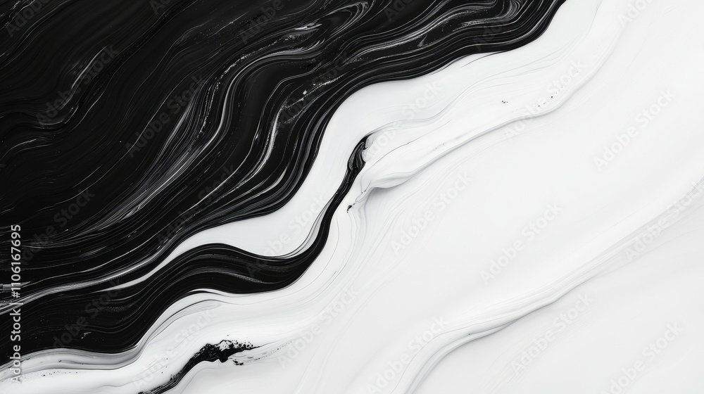 Poster dynamic black and white abstract art studio digital artwork minimalist environment close-up view mod
