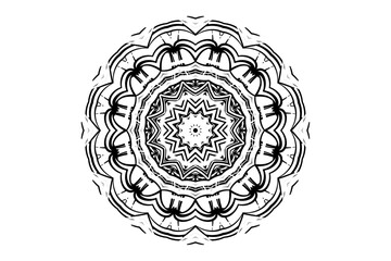 Intricate Monochromatic Mandala Art Radiating from a Central Point
