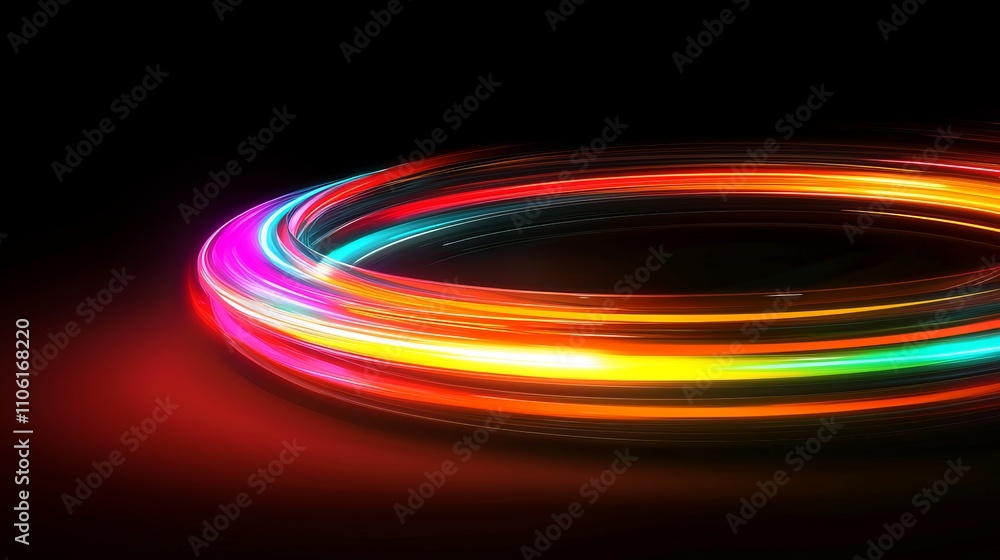 Poster dynamic light trails urban nightscape digital art abstract environment wide angle view motion concep