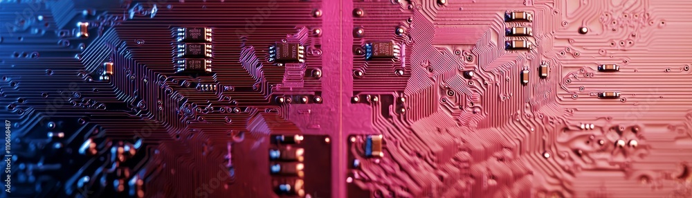 Poster exploring technology trends digital circuitry close-up view futuristic environment innovation perspe