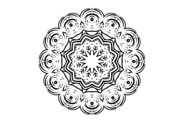 Detailed Mandala Illustration with Eight Stylized Arms and Central Focal Point
