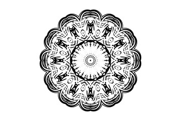 Harmonious Mandala Design with Radiating Creature Heads and Symmetrical Layout
