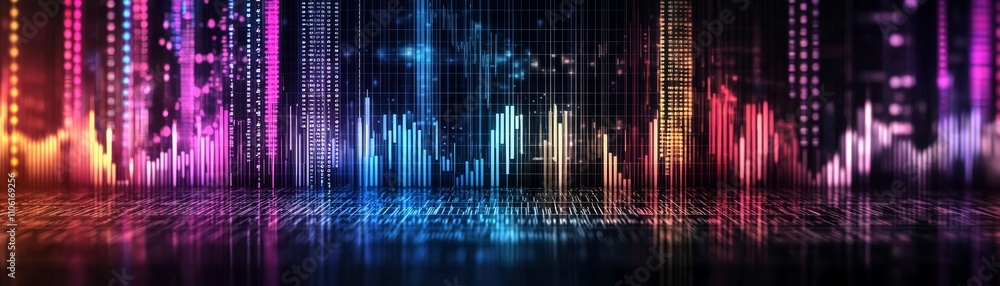 Poster dynamic soundwave visualization digital art abstract environment colorful spectrum technology concep