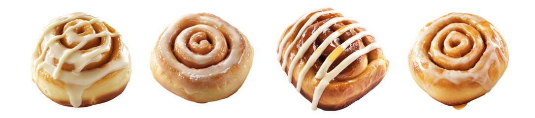 Cinnabon baked honey bun set isolated Png, transparent without background.
