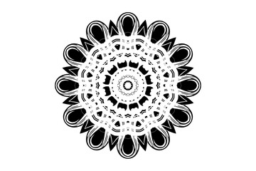 Traditional Mandala Inspired Design with Stars and Layered Circular Motifs
