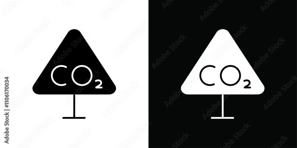 Poster co2 triangle warning icon simple vector symbol