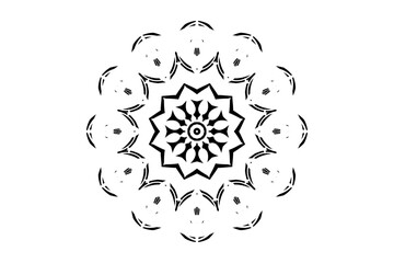 Symmetrical Mandala Design with Interlocking Circles and Central Star Motif
